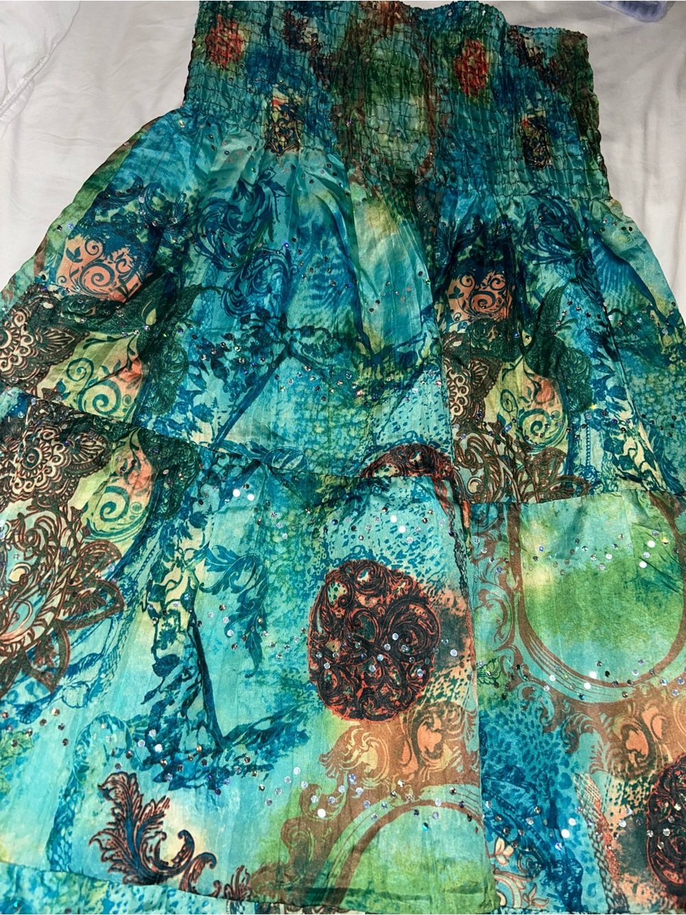 Boho Teal Patchwork Maxi Dress- Summer Style